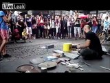 Street techno drummer goes apeshit
