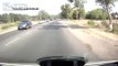 Speeding driver causes accident and one really lucky cyclist
