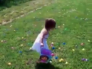 Funny babies 2014 Funny baby Little Girl Hunting Easter Eggs Lilah! HD Collection