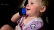 baby talking to dad on phone funny girl