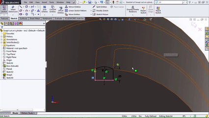 SOLIDWORKS - Swept Cut on a Cylinder