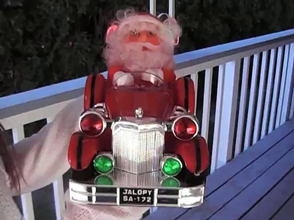 Old Style Cartoon Car Christmas Santa Jaguar Jalopy