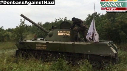 Midget tanks firing at ATO forcer in the Donetsk region by the anti-junta Battalion "Vostok"