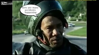Motorcyclist crashes after giving an interview about crashes ! ENGlish Subtitles !!!