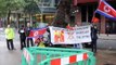 North Korea DPRK supporters protest outside South Korean Embassy London