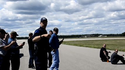 Michigan State bomb squad blowing a rescue hole on a Boeing 747 with a C4
