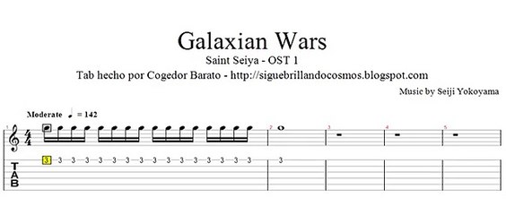 Galaxian Wars tab - Saint seiya Guitar pro