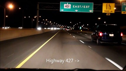 401 through Mississauga and Toronto at Night