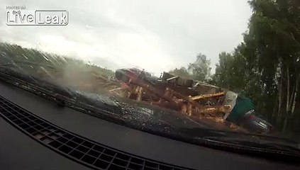 Brutal truck vs car crash in Latvia +AFTERMATH