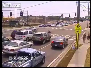 Wow! Biker Hit By Car, Cartwheels Through Air, Lands On His Feet.mp4