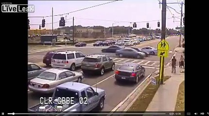 Motorcyclist cartwheels in air after being hit