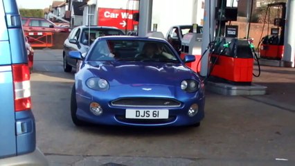 RARE blue Aston Martin DB7 GT Start-up and Acceleration
