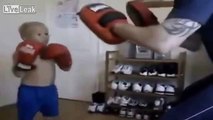 Father Teaches Kid Boxing