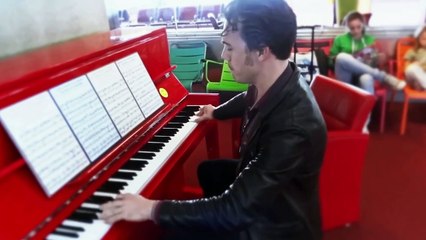 Henri Herbert scorching a piano at Charles de Gaulle Airport, Paris