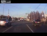 Drunk driver, who is fleeing the police, nearly hit pedestrians