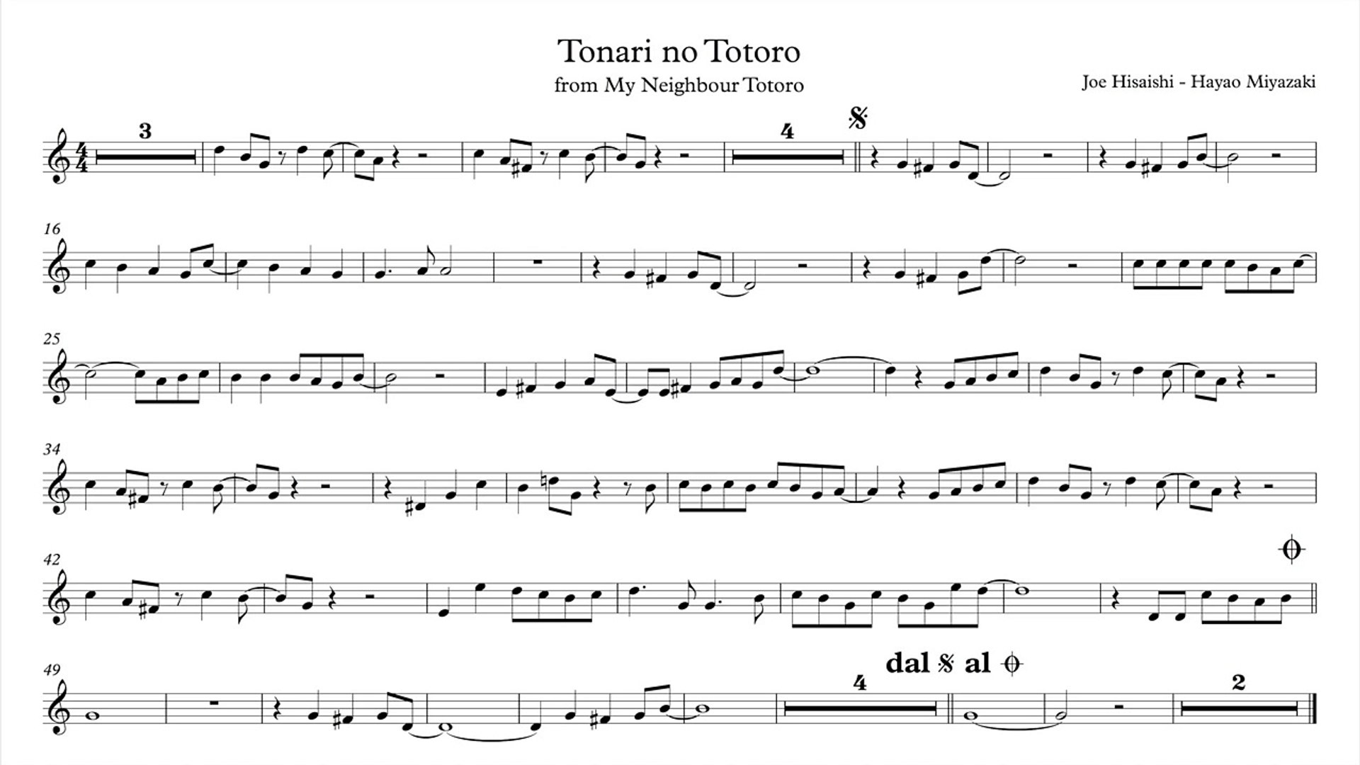 Tonari no Totoro - My Neighbour Totoro (sheet - spartito) - video  Dailymotion