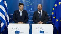 Joint press point by Martin Schulz, EP President and Aléxis Tsípras, Greek Prime Minister