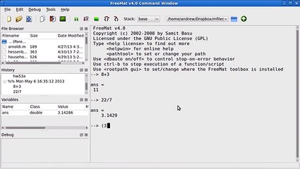 Octave & FreeMat Tutorial -- 01 -- Basic Computations, Assignments, and Matrices