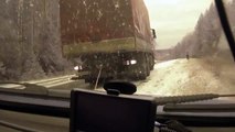 RUSSIAN DASH CAM   Car almost gets in 2 seperate wrecks on icy road in Russia   car fail compilation