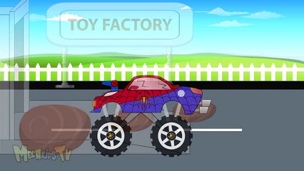 Toy Factory Spiderman truck Video For Kids - Mega Kids Tv -Toy Factory Spiderman truk Video