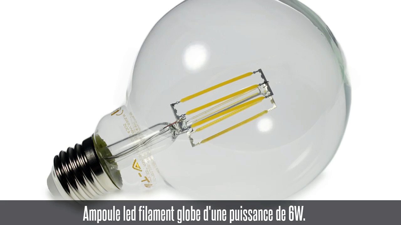 Ampoule led filament globe, E27, 300°, 550 lm, 95 mm, blanc chaud