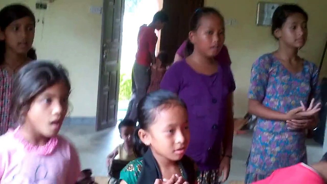 Antioch ag church. Sunday school children are singing action song