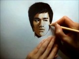 Speed drawing of Bruce Lee 李小龍 鉛筆素描   Jasmina Susak How to draw a face with colored pencils