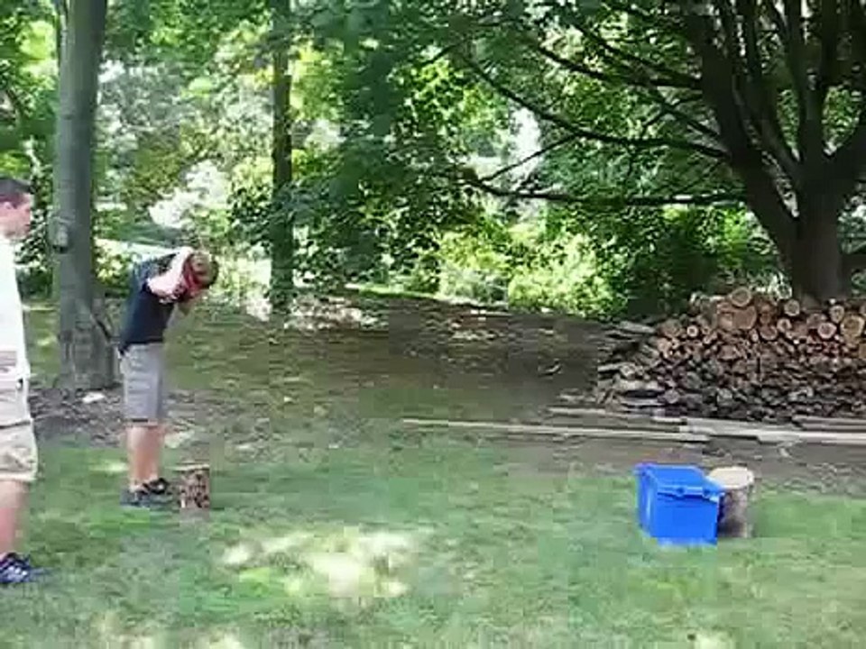 Blindfolded Man Tricked into Hitting Himself in the Nuts