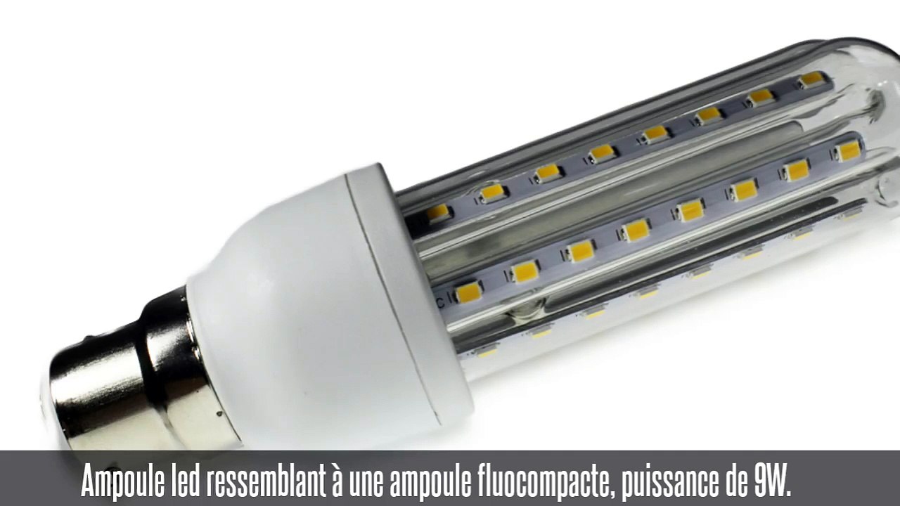 Ampoule led B22, tube en U, 9W, blanc chaud