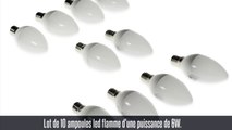 Pack de 10 ampoules led flamme, e14, 6W, 180°, 480 lm, blanc chaud