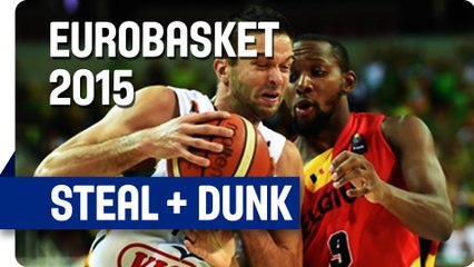 Kalnietis with the Steal and One-Handed Jam1 - EuroBasket 2015