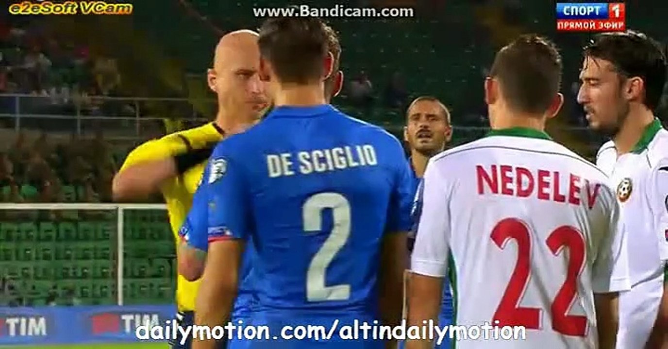 Micanski Gets Red Card - Italy 1-0 Bulgaria - 0...