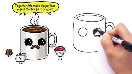 How to Draw a Cartoon Cup of Coffee Cute and Easy with Mustache