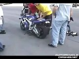 Motorcycle crashes during wheelie, sends pieces flying! - Yamaha R6