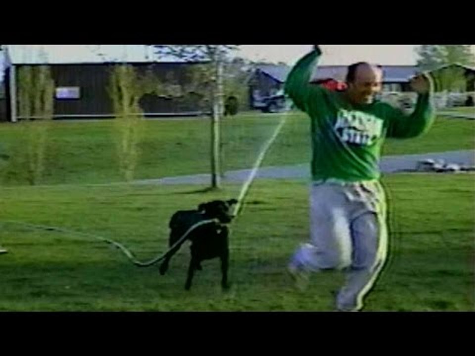 Dog Steals Hose and Sprays Owner