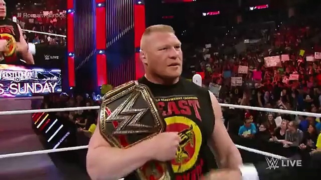 Roman Reigns confronts Brock Lesnar face to face_ Raw, aug 3, 2015