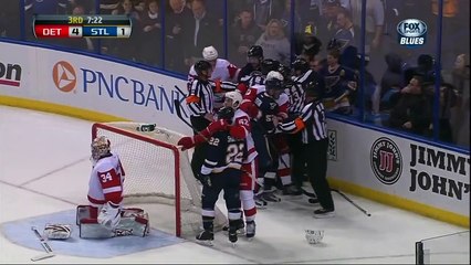 Johan Franzen match penalty spear on Perron Feb 7 2013 Detroit Red Wings vs St. Louis Blues