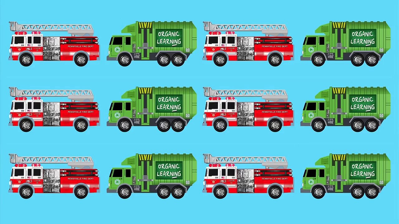 Fire Trucks   Garbage Trucks Teaching Patterns   Learning Patterns Educational Video for Children