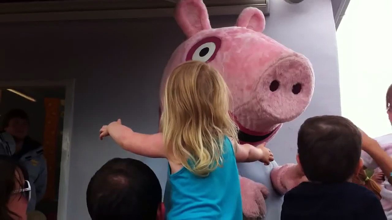 Niamh hugging George pig at peppa pig world - august 2011