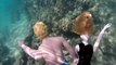Frozen Disney Anna Barbie Doll and Frozen Kristoff Doll Snorkel and Swim at a Hawaii Beach