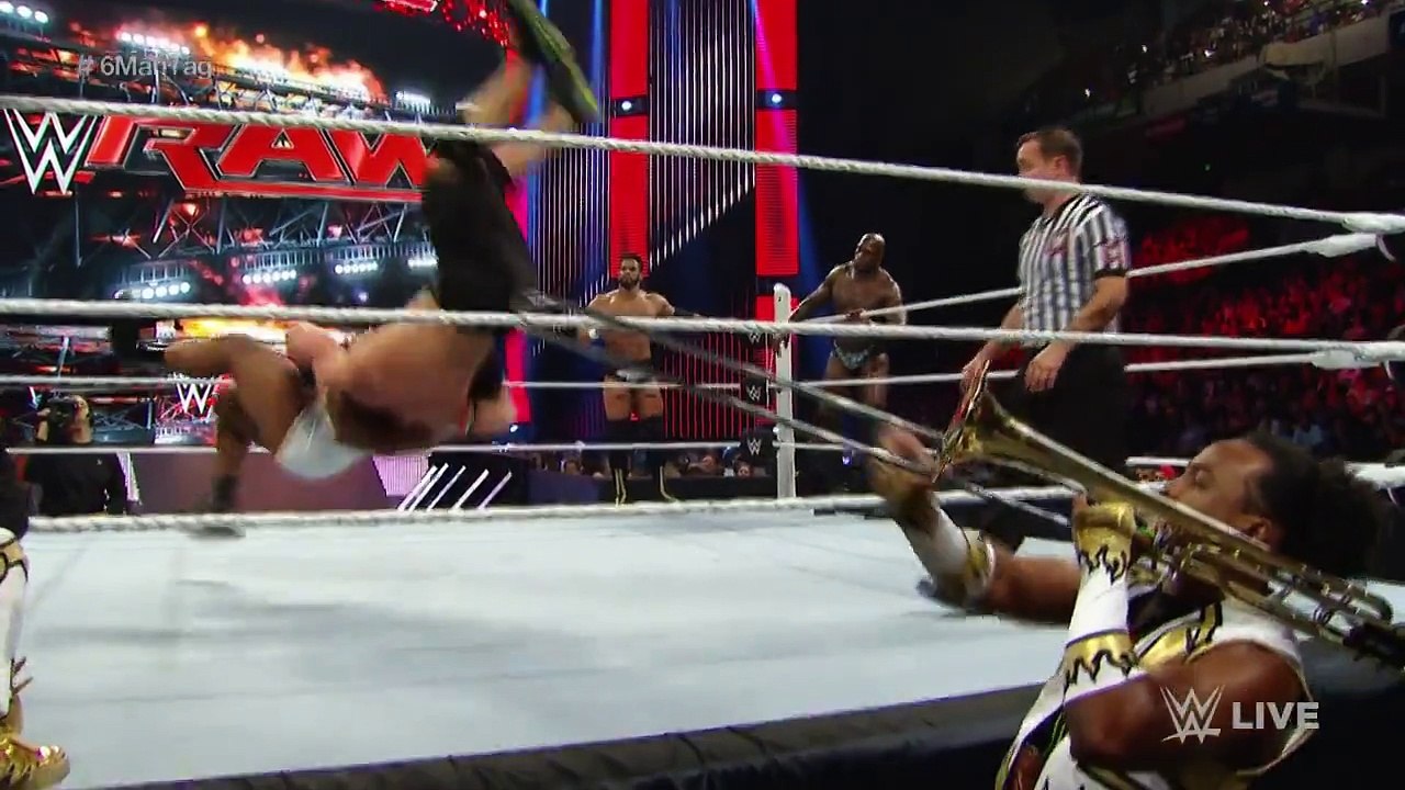 WWE RAW 7-9-2015 John Cena & Prime Time Players vs. Seth Rollins & The New Day 7th September 2015