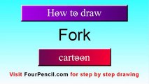 2292 how to draw cartoon fork drawing step by step for kids