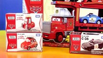 Disney Pixar Cars Fire Rescue Squad Mack Hauler With Tomy Lightning McQueen Mater Police Sally