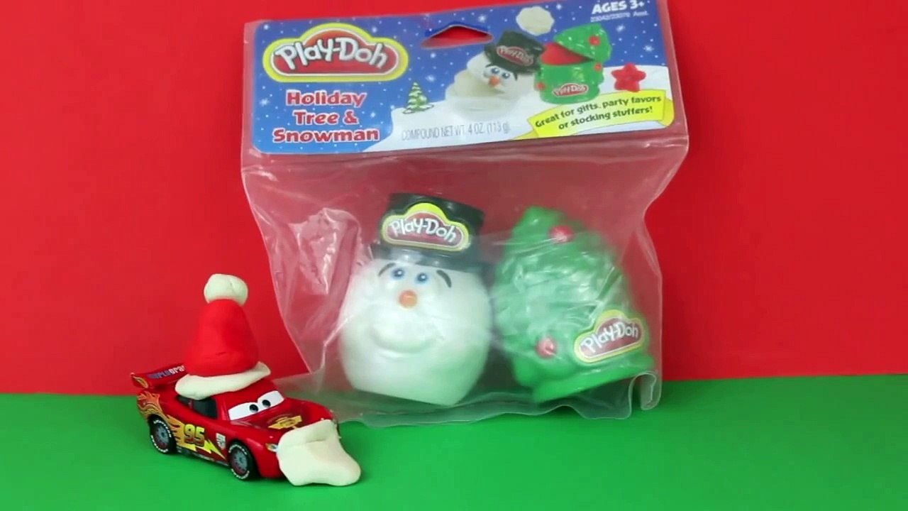 Play Doh Santa Lightning McQueen 24 Days of Christmas Day 6 Cookie Monster Eats Play Doh Snowman