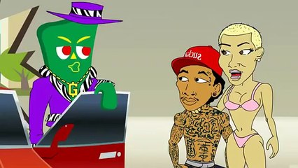 Wiz Khalifa Amber Rose Kanye West & Gumbi Cartoon Parody Cen