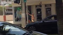 Odd man roams the streets naked