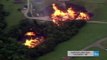 Incredible fire tornado : 3 millions liters of Whiskey burning in lake after lightning strike destroyed a warehouse