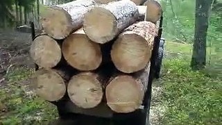 Logging adventures with homemade tractor part8 - full load drive to wood-yard