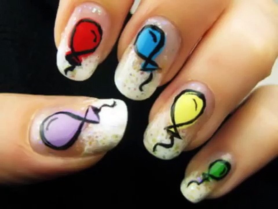 Birthday Cartoon Balloon Nails