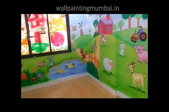 Play and Preschool Cartoon theme wall painting undertaken Mumbai